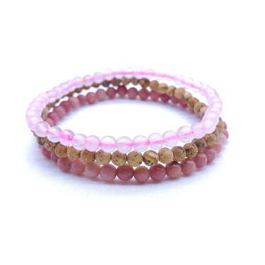 HEAL THE HEART-Rose Quartz,Picture Jasper & Rhodonite- 3/pc